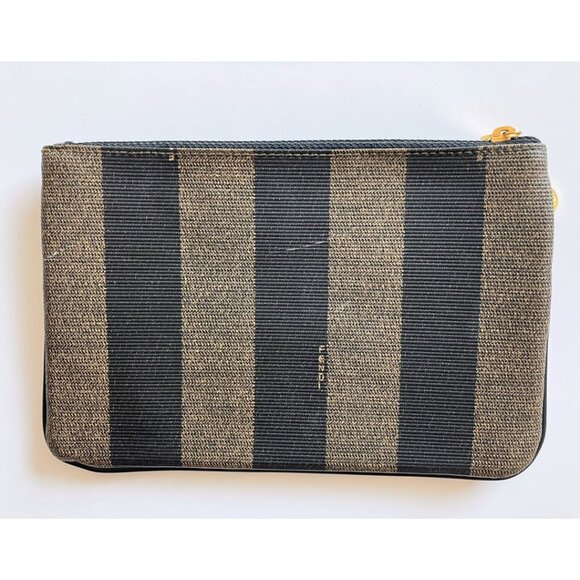 Fendi Vintage Pequin Multi-zipper Canvas Striped Zucca Pouch Clutch - Picture 3 of 5